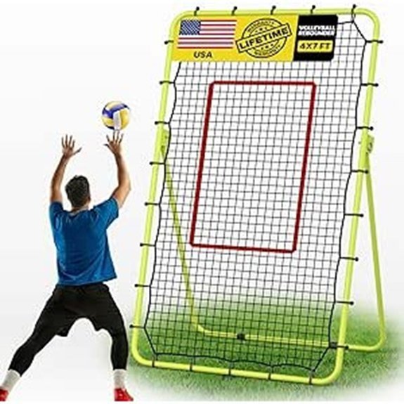 7x4 Ft Volleyball Rebounder Net with Adjustable Frame