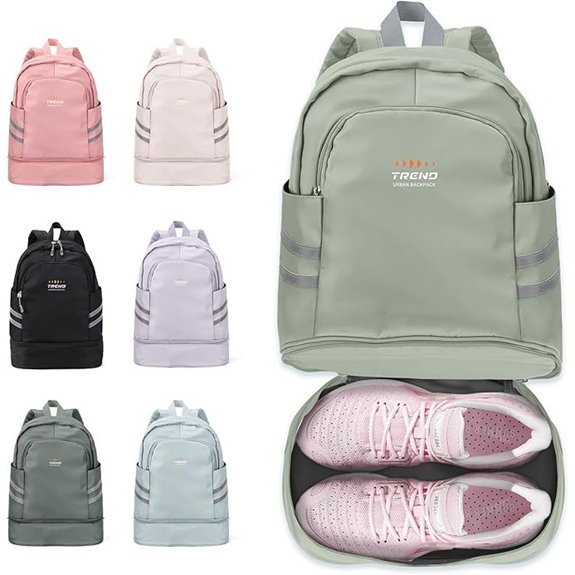 Coofay Women's Waterproof Gym Backpack with Shoe Compartment