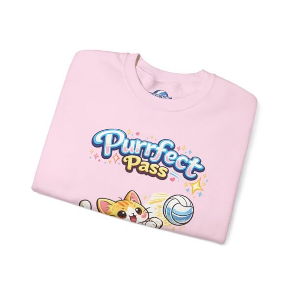 Purrfect Pass Cat Volleyball Crewneck Sweatshirt | Cute Volleyball Cat Sweatshirt