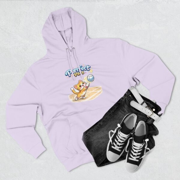 Cute Volleyball Cat Hoodie — "Purr-fect Pass" Fleece Pullover