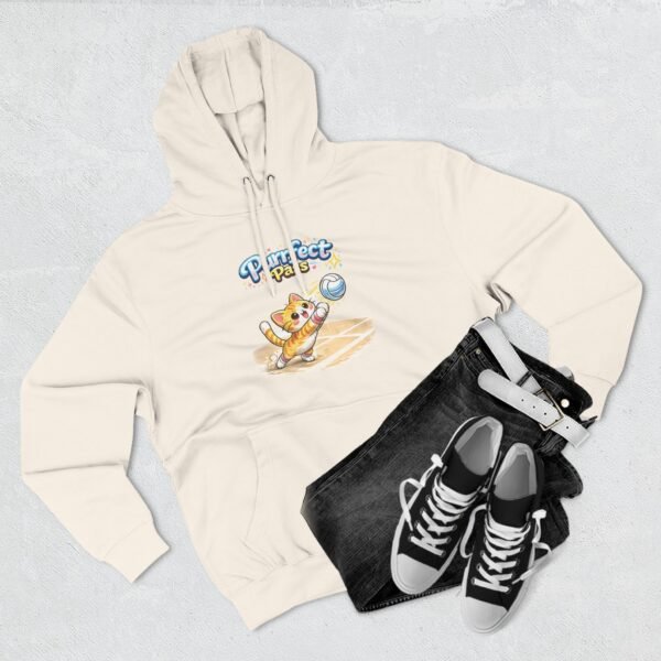 Cute Volleyball Cat Hoodie — "Purr-fect Pass" Fleece Pullover