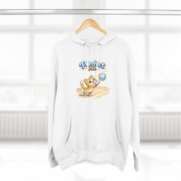 Cute Volleyball Cat Hoodie — "Purr-fect Pass" Fleece Pullover