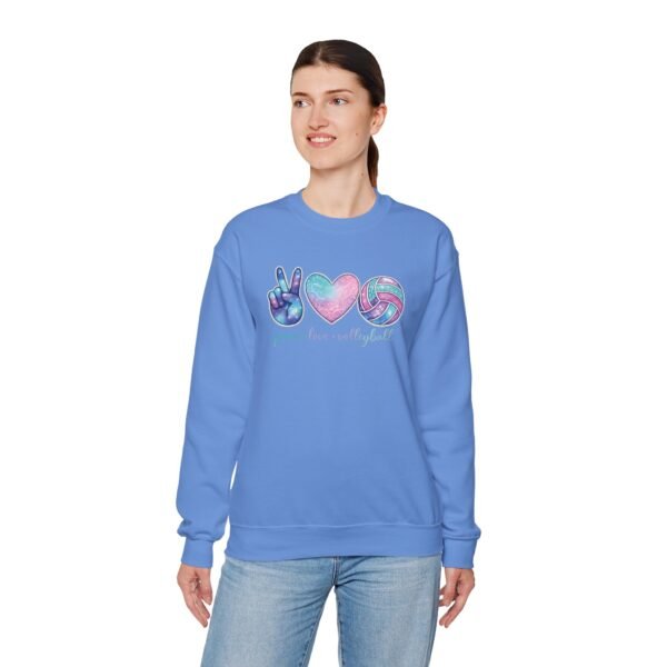 17421320821680319591_2048.jpeg Peace Love Volleyball Crewneck Sweatshirt