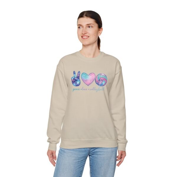 17896921146736843542_2048.jpeg Peace Love Volleyball Crewneck Sweatshirt