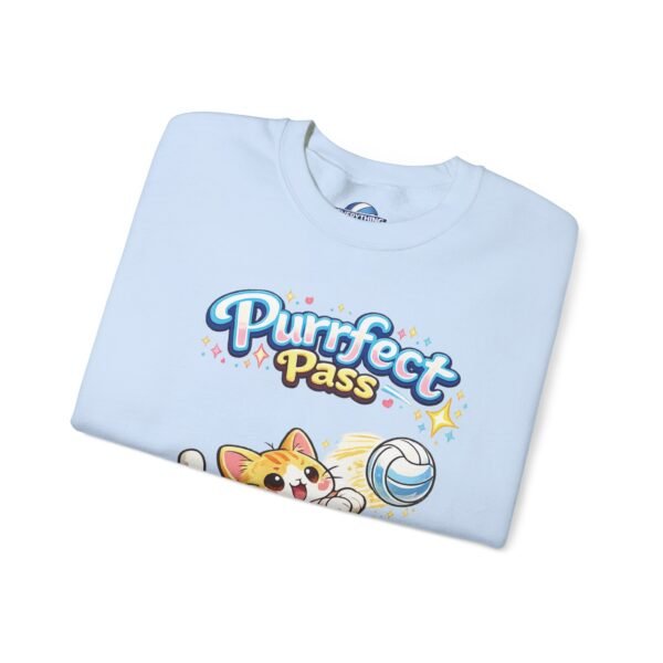 Purrfect Pass Cat Volleyball Crewneck Sweatshirt | Cute Volleyball Cat Sweatshirt
