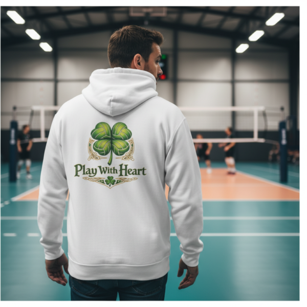 Irish Volleyball Hoodie, Shamrock Volleyball Sweatshirt, Irish Roots Volleyball Heart, St Patricks Day Volleyball Gift