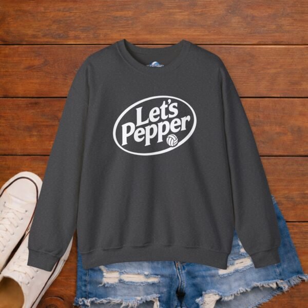 6128386104912558333_2048_custom.jpeg Lets Pepper Volleyball Crewneck Sweatshirt | Retro Volleyball Warm Up Sweatshirt