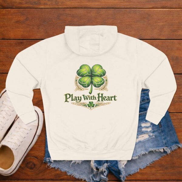 Volleyball Shamrock Fleece Hoodie — "Play with Heart" 3-Panel