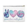 Peace Love Volleyball Accessory Pouch — Cute Galaxy Volleyball Makeup Bag
