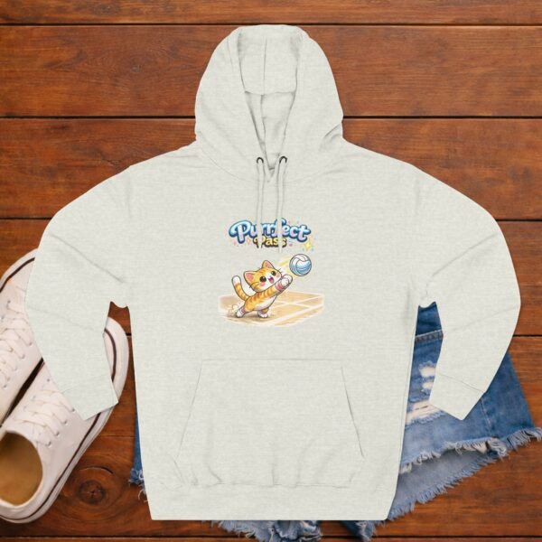 Cute Volleyball Cat Hoodie — "Purr-fect Pass" Fleece Pullover Cute Volleyball Cat Hoodie — "Purr-fect Pass" Fleece Pullover