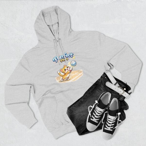 Cute Volleyball Cat Hoodie — "Purr-fect Pass" Fleece Pullover