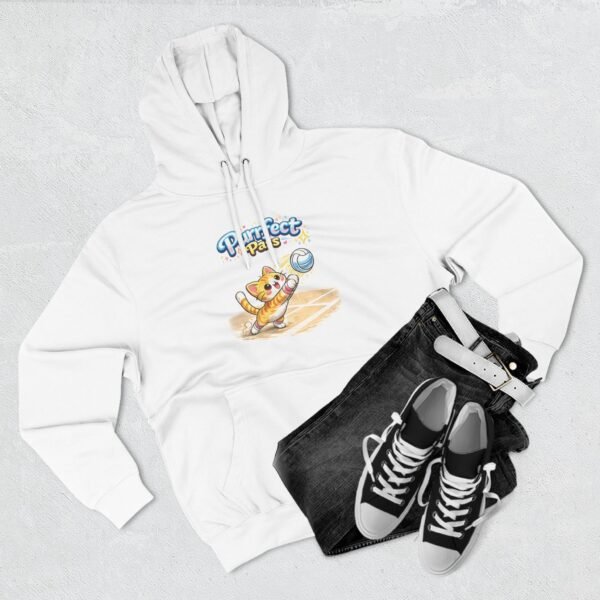 Cute Volleyball Cat Hoodie — "Purr-fect Pass" Fleece Pullover