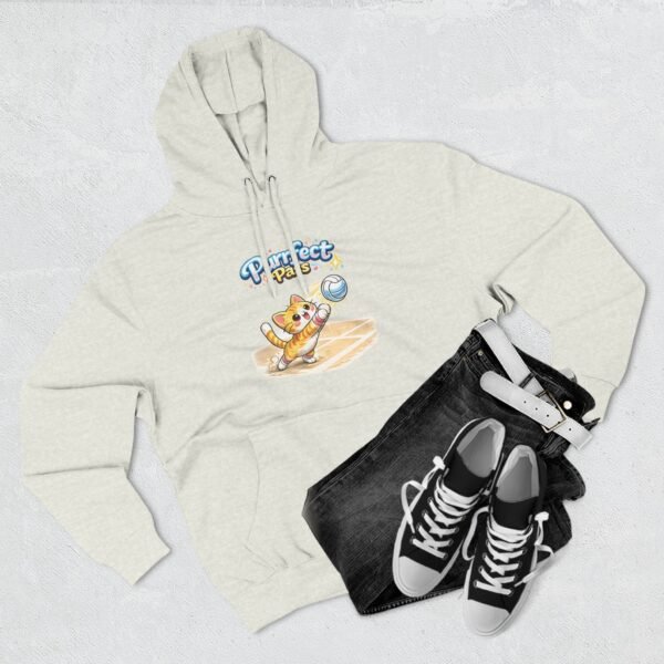 Cute Volleyball Cat Hoodie — "Purr-fect Pass" Fleece Pullover