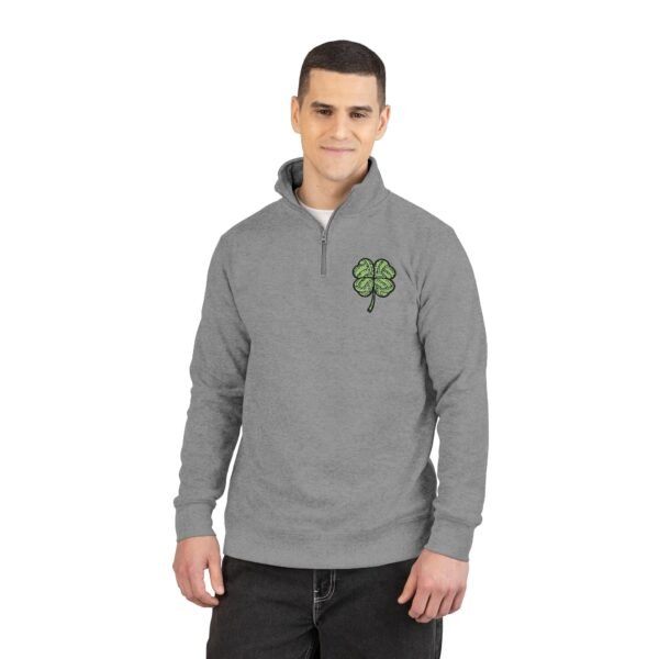 Lucky Shamrock Quarter Zip Grey Fleece Pullover Cotton Heritage M2475 St Patricks Day Sweatshirt Irish Clover Zip Up Lucky Shamrock Quarter Zip Grey Fleece Pullover Cotton Heritage M2475 St Patricks Day Sweatshirt Irish Clover Zip Up