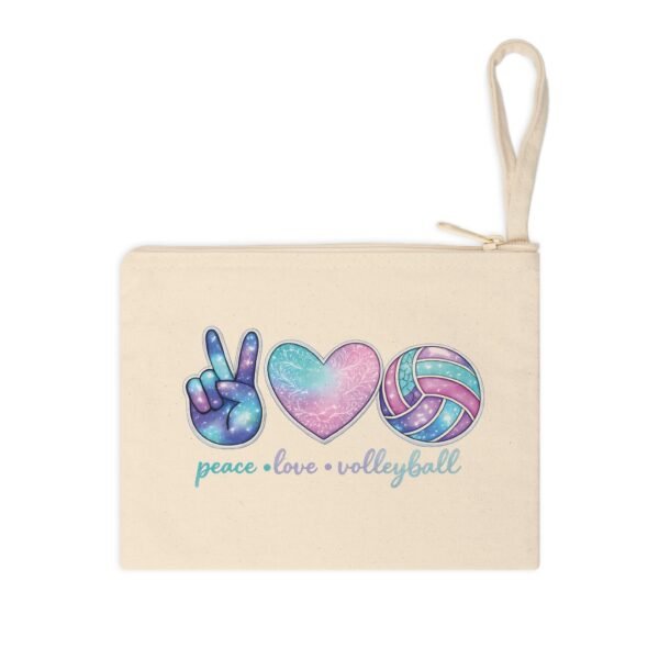 Peace Love Volleyball Accessory Pouch — Galaxy Peace Sign & Pastel Volleyball Cosmetic Bag