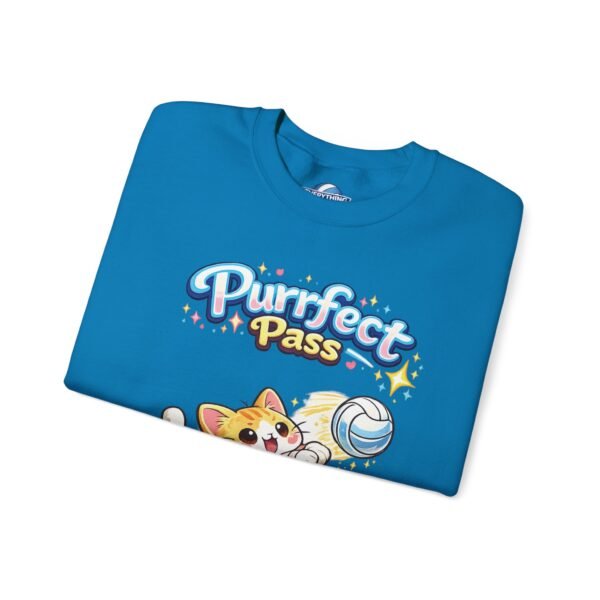 Purrfect Pass Cat Volleyball Crewneck Sweatshirt | Cute Volleyball Cat Sweatshirt
