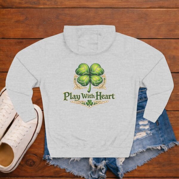 Volleyball Shamrock Fleece Hoodie — "Play with Heart" 3-Panel