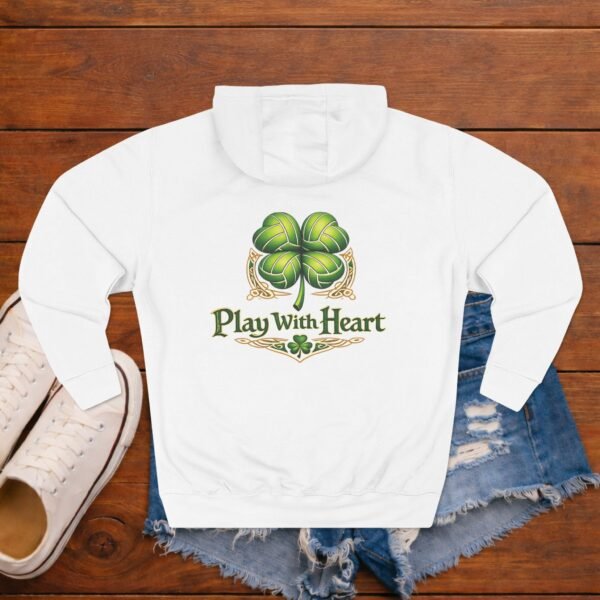 Volleyball Shamrock Fleece Hoodie — "Play with Heart" 3-Panel