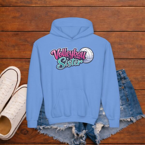 Volleyball Sister Hoodie Cute Pastel Sweatshirt for Girls Gildan Pullover with Volleyball Graphic Gift for Little Sister or Sibling Fan