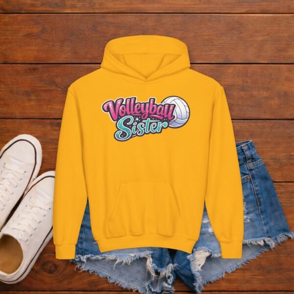 Volleyball Sister Hoodie Cute Pastel Sweatshirt for Girls Gildan Pullover with Volleyball Graphic Gift for Little Sister or Sibling Fan