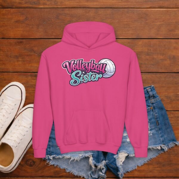 Volleyball Sister Hoodie Cute Pastel Sweatshirt for Girls Gildan Pullover with Volleyball Graphic Gift for Little Sister or Sibling Fan