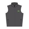 Battleship grey soft shell vest with green four-leaf clover embroidery on left chest