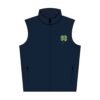 Dress blue navy soft shell vest with embroidered green four-leaf clover on left chest