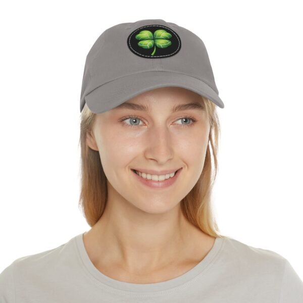 Shamrock Leather Patch Dad Hat — St. Patrick’s Clover Cap